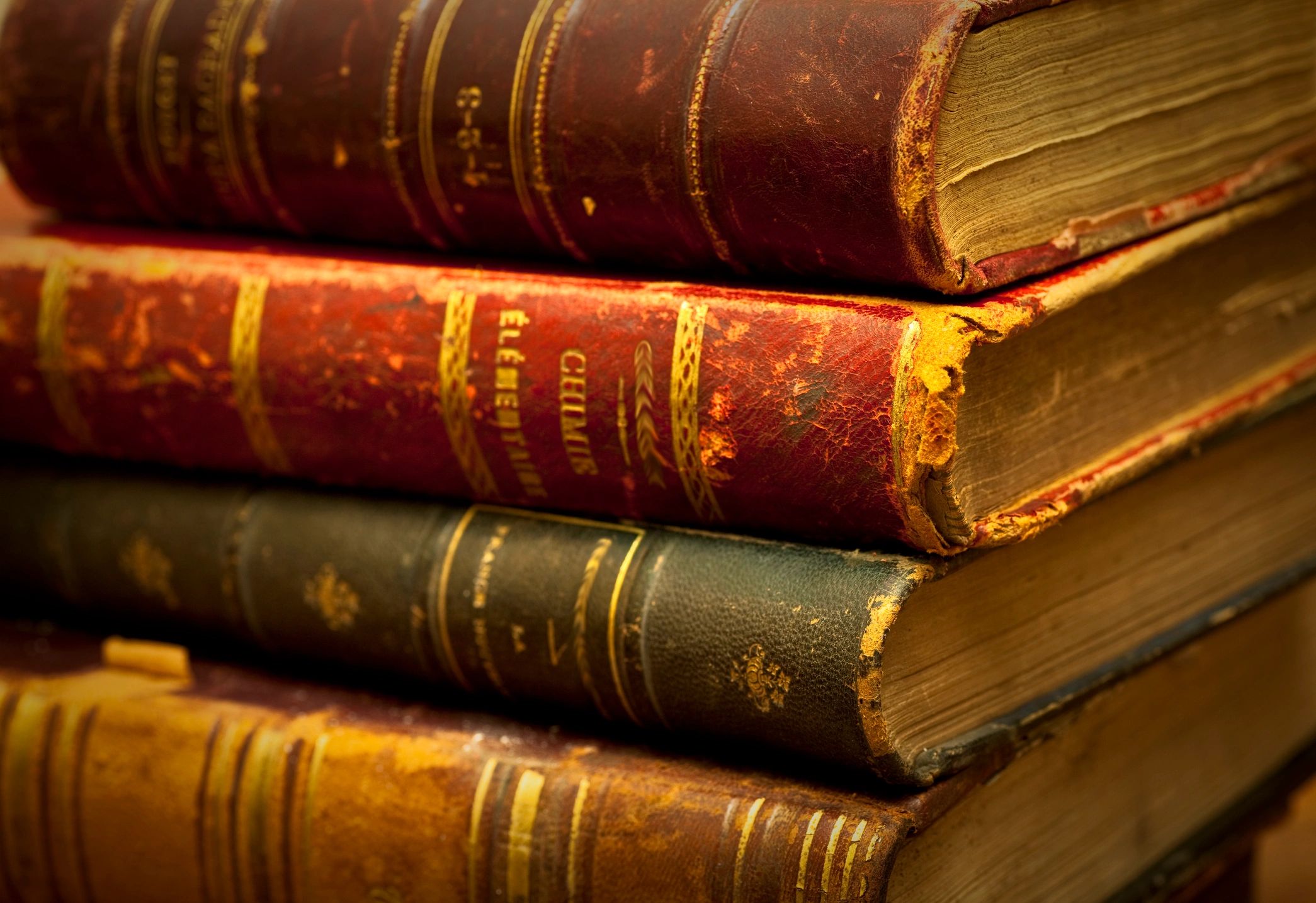 Stack of antique used books